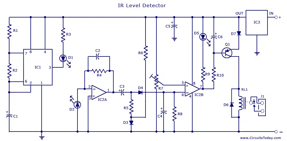 Infrared Ir Sensor Circuit Detector Circuit Diagram Using 555 Ic