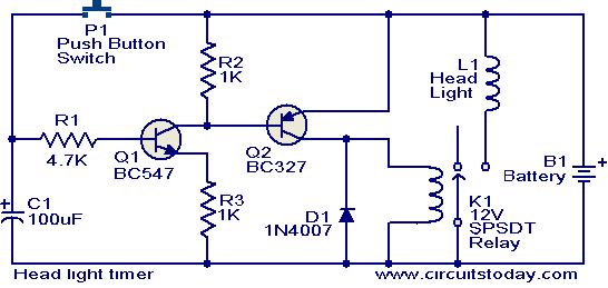 Head light timer circuit | Todays Circuits ~ Engineering Projects
