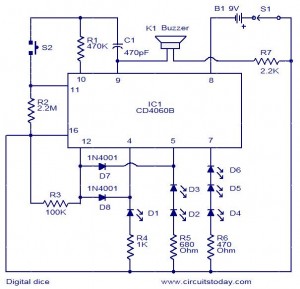 Digital dice circuit