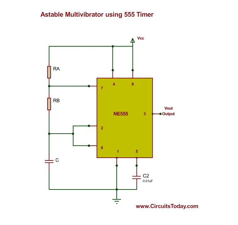 Multivibrator using 555 Timer