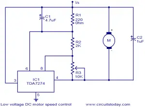 Low Voltage DC Motor Speed Control Circuit