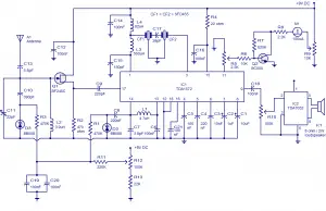 AM radio circuit based on TDA1572. 9V operation,2W output